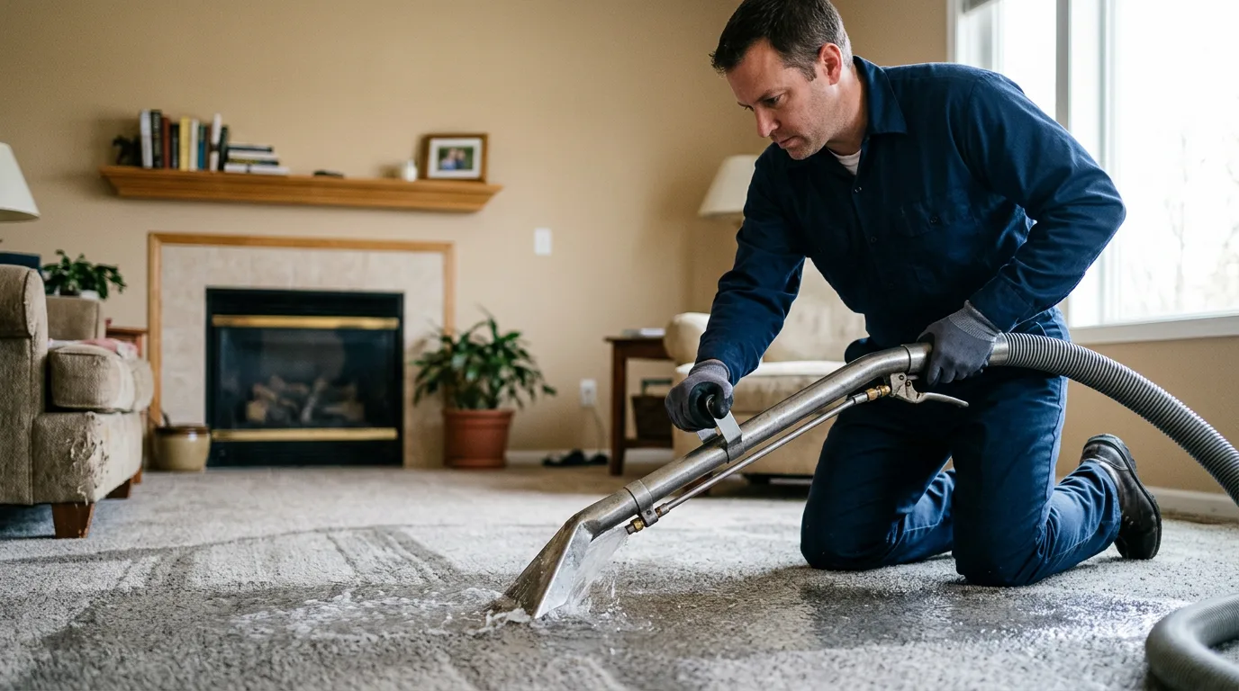Water damage restoration technician working near Mill Shoals, IL
